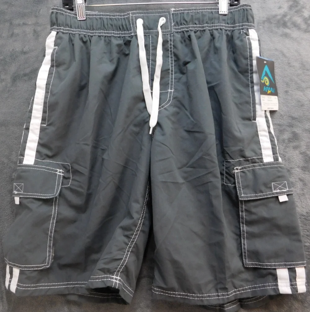 Kanu Board Shorts Swimsuit Men's L Charcoal 7064 Swim Surf NWT
